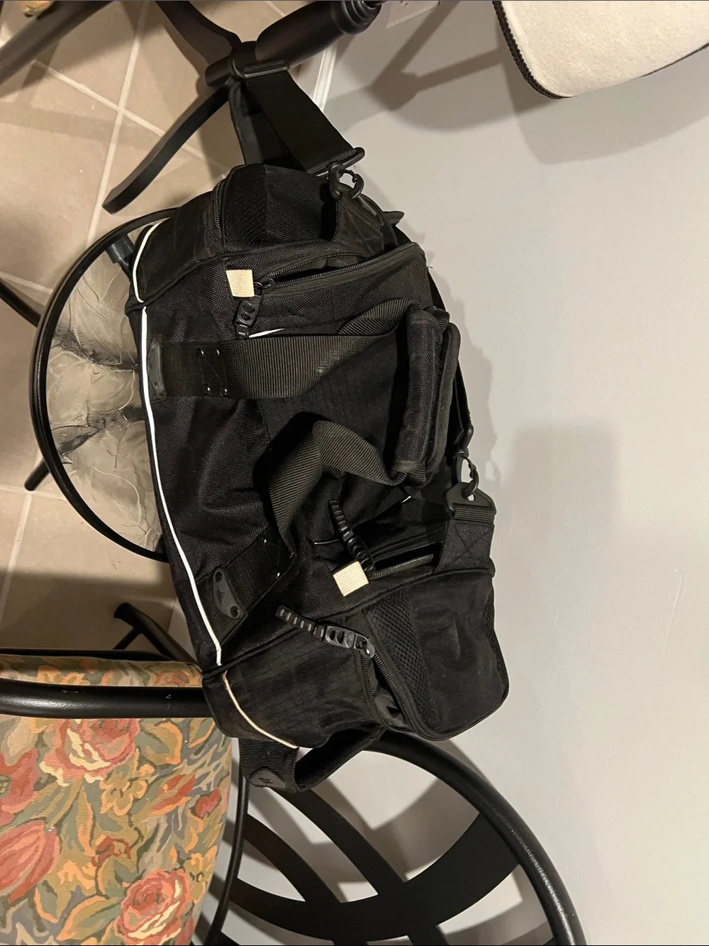 Black Men's Utility Duffel Bag with Shoulder Strap